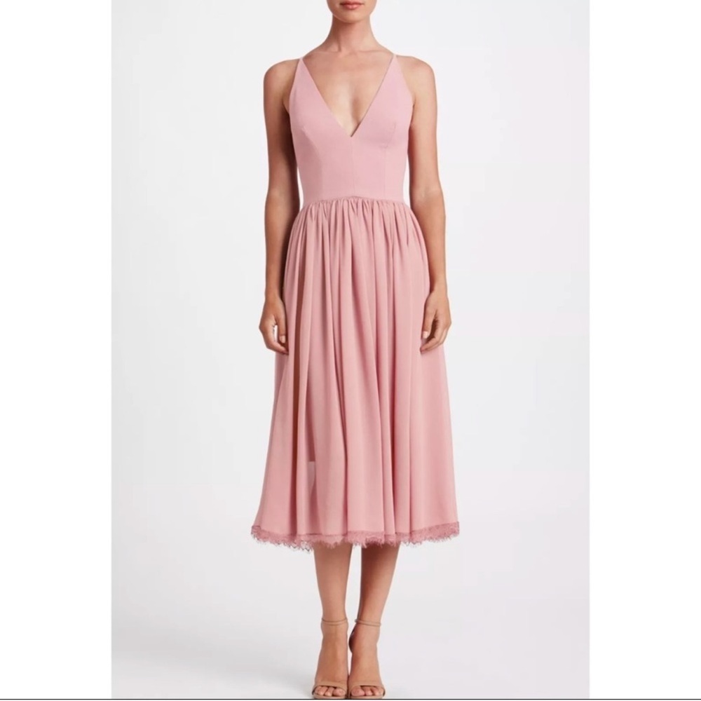 Dress the Population Mauve Pink V-Neck Midi Dress